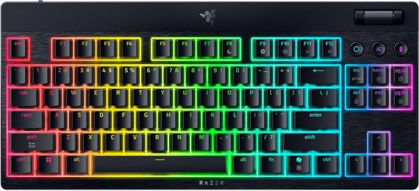 ��������� ��������� Razer BlackWidow V4 Low-profile TKL HyperSpeed, 87key, Yellow Switch, USB-A/WL/BT, EN, RGB, ������ RZ03-05450100-R3M1 - �������� 1