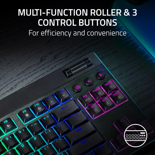 ��������� ��������� Razer BlackWidow V4 Low-profile TKL HyperSpeed, 87key, Green Switch, USB-A/WL/BT, EN, RGB, ������ RZ03-05450500-R3M1 - �������� 4