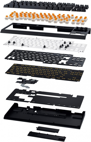 ��������� ��������� Razer BlackWidow V4 TKL HyperSpeed, 87key, Orange Switch Gen-3, USB-A/WL/BT, EN, RGB, ������ RZ03-05480100-R3M1 - �������� 11
