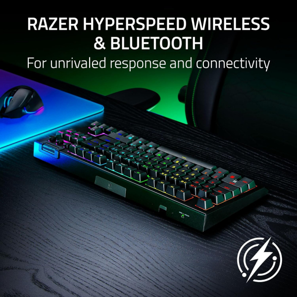 ��������� ��������� Razer BlackWidow V4 TKL HyperSpeed, 87key, Orange Switch Gen-3, USB-A/WL/BT, EN, RGB, ������ RZ03-05480100-R3M1 - �������� 2