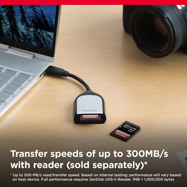 ����� ������ SanDisk SD  128GB C10 UHS-II U3 R300/W300MB/s Extreme Pro V90 SDSDXDM-128G-GN4IN - �������� 4