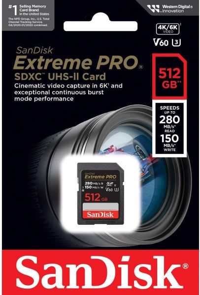 ����� ������ SanDisk SD  512GB C10 UHS-II U3 R280/W150MB/s Extreme Pro V60 SDSDXEP-512G-GN4IN - �������� 6