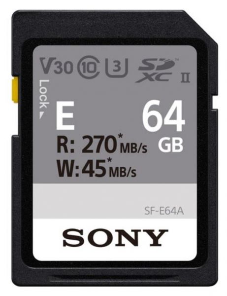   Sony SDXC  64GB C10 UHS-II U3 V60 R270/W45MB/s Entry SFE64A.ET4 -  1