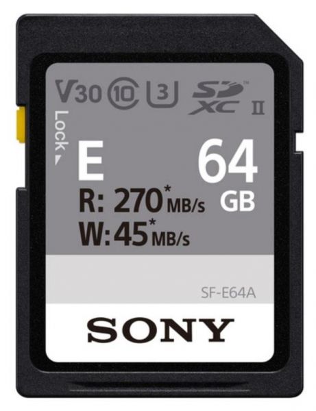 ����� ���'�� Sony ����� ���'�� SDXC 64GB C10 UHS-II U3 V30 R270/W45MB/s Entry SFE64A.ET4 - �������� 1