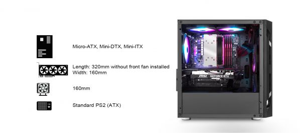 ������ SilverStone FARA FAH1MB-PRO, ��� ��, 1xUSB3.0, 2xUSB2.0, 3x120mm ARGB fan, TG Side Panel, mATX, Black SST-FAH1MB-PRO - �������� 18