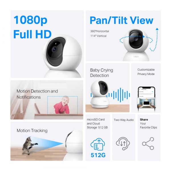 IP-������ TP-LINK Tapo C200C FHD N300 microSD motion detection, 9x zoom TAPO-C200C - �������� 6