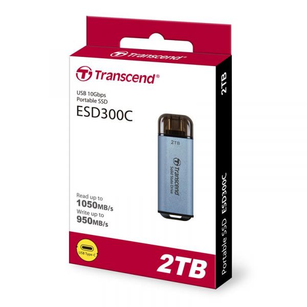 SSD  Transcend ESD300 Blue 2TB USB 3.1 Gen 2 Type-C (TS2TESD300C) -  1