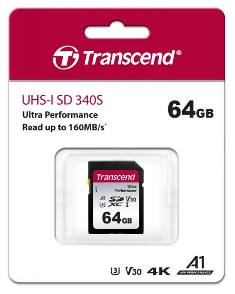 ����� ������ Transcend SD  64GB C10 UHS-I U3 R160/W50MB/s 4K TS64GSDC340S - �������� 1