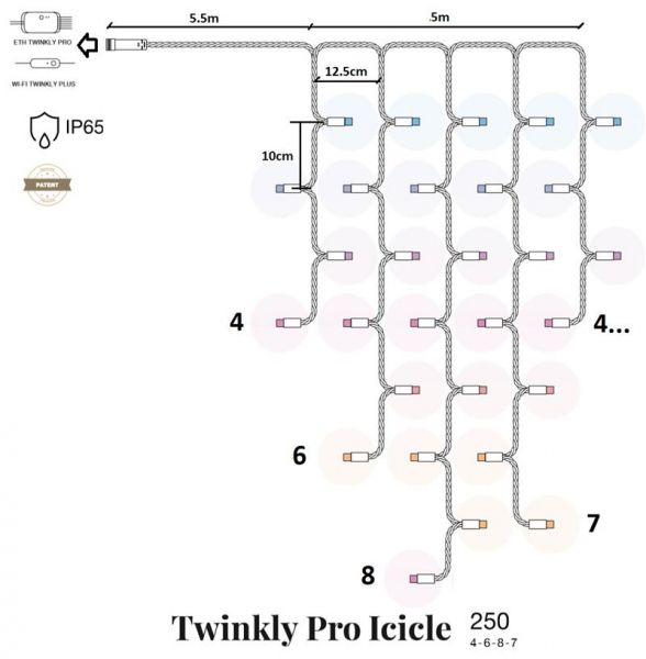 Smart LED �������� Twinkly Pro Icicle AWW 250, AWG22, IP65,  ���������� TW-PLC-I-CA-250GOP-T - �������� 1