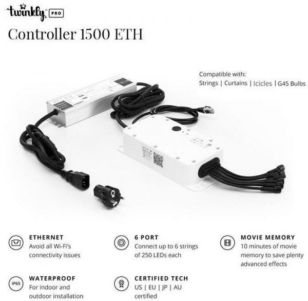 Twinkly Pro Контролер Pro Ethernet 2021, 6х250 ламп TWPRO-CTRL-PLC-21 - Картинка 2