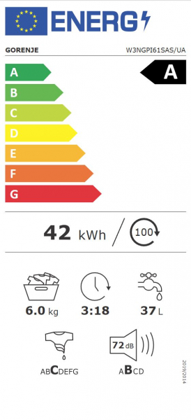 ���������� ������ Gorenje �����������, 6��, 1000, A++, 42��, ������ ���, �������, ���, ��������, ����� W3NGPI61SAS - �������� 9