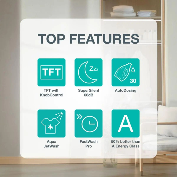 ���������� ������ Gorenje �����������, 10��, 1400, A+++, 60��, �������, ���, Wi-Fi, ��������, ����� WG814A5T4 - �������� 12