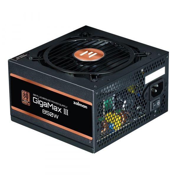 Zalman ���� �������� Gigamax 3 (850W) 88% 80+ Bronze 120�� 1xMB 24pin(20+4) 2xCPU (8pin(4+4)+8pin) 3xMolex 6xSATA 4xPCIe 8pin(6+2) 1x12VHPWR Semi Modular ZM850-GV3 - �������� 1