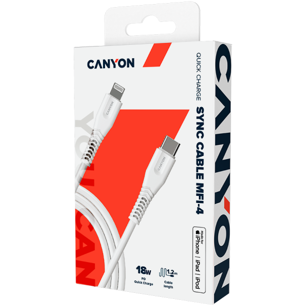  Lightning Canyon USB Type-C/Apple Lightning White 1.2m (CNS-MFIC4W) -  4