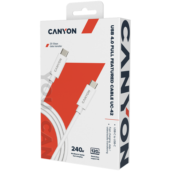  USB Type-C Canyon Type-C to Type-C 2m White (CNS-USBC42W) -  2