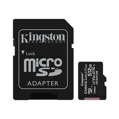  '  ' Kingston microSD  512GB C10 UHS-I U3 A1 R100/W85MB/s + SD -  1