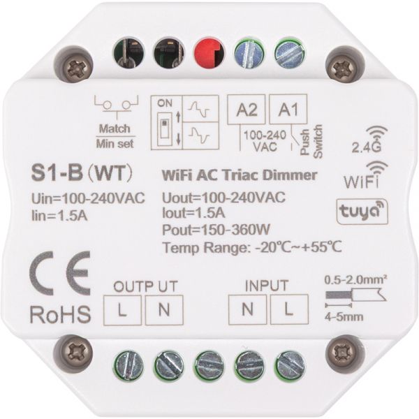 ����� ������� ������ S1-B(WT), Push-Dimm, Tuya, Wi-Fi (HS084653) - �������� 1