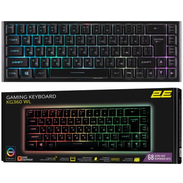 ���������� 2E Gaming KG360 RGB 68 Key WL Black (2E-KG360UBK) - �������� 13