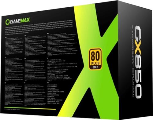 ���� ������� 850 ��, GameMax GX-850, Black, ���������, 80+ Gold, Active PFC, 12 ��, 3xMolex / 6xSATA / 4x6+2-pin / 2x4+4-pin / 1x20+4-pin, ������ OVP / UVP / OCP / OLP / OPP / SCP - �������� 9