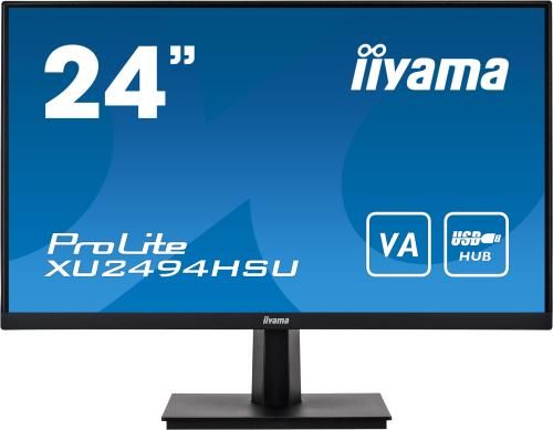 ������� 23.8" Iiyama ProLite XU2494HSU-B1, Black, WLED, VA, 1920x1080 (16:9), 3 ��, 75 ��, 250 ��/�, 3000:1, 178�/178�, VGA/HDMI/DP, 2xUSB 2.0, 2x2 ��, VESA 100x100 �� - �������� 1