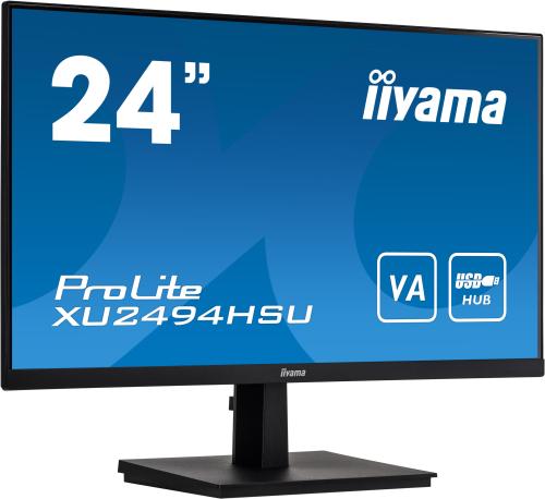 ������� 23.8" Iiyama ProLite XU2494HSU-B1, Black, WLED, VA, 1920x1080 (16:9), 3 ��, 75 ��, 250 ��/�, 3000:1, 178�/178�, VGA/HDMI/DP, 2xUSB 2.0, 2x2 ��, VESA 100x100 �� - �������� 2