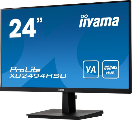 ������� 23.8" Iiyama ProLite XU2494HSU-B1, Black, WLED, VA, 1920x1080 (16:9), 3 ��, 75 ��, 250 ��/�, 3000:1, 178�/178�, VGA/HDMI/DP, 2xUSB 2.0, 2x2 ��, VESA 100x100 �� - �������� 3