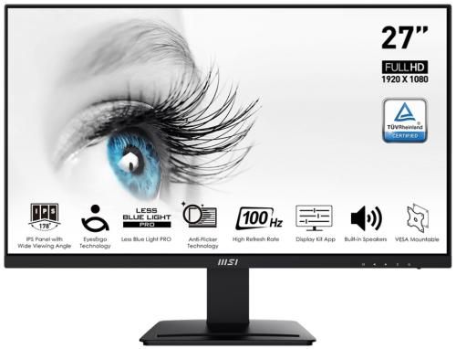 ������� 27" MSI PRO MP273A, Black, WLED, IPS, 1920x1080 (16:9), 1 ��, 100 ��, 250 ��/�, 1000:1, 178�/178�, 2x3 ��, VGA/HDMI/DP, VESA 75x75 �� - �������� 1