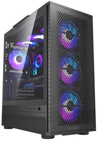������ PcCooler ME200 MESH, Black, Full Tower, ��� ��, ��� E-ATX / ATX / Micro ATX / Mini ITX, 1xUSB 3.0 / 2xUSB 2.0, ����. CPU - 180 �� / GPU - 380 ��, 3x120 �� ARGB, ������� ������ �� ����������� ������ - �������� 1