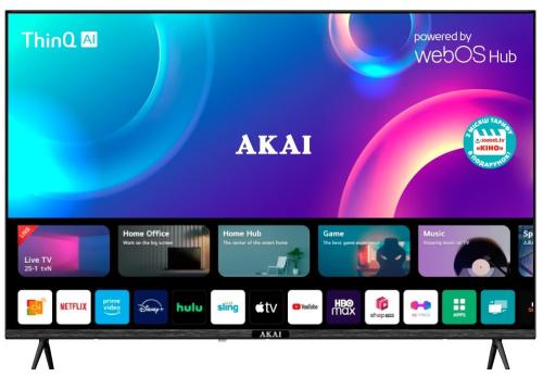 ��������� 50" Akai AK50UHD22W, Black, LED 4K 3840x2160, 60 ��, Smart TV, WebOS, �����, DVB-T2/C, 3xHDMI, 2xUSB, VESA 200x200 - �������� 1