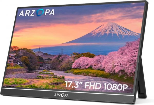 ������� 17.3" Arzopa A1M, Black, WLED, IPS, 1920x1080, 16:9, 5 ��, 60 ��, 300 ��/�, 1200:1, 178�/178�, Type-C, 2�1 �� - �������� 1