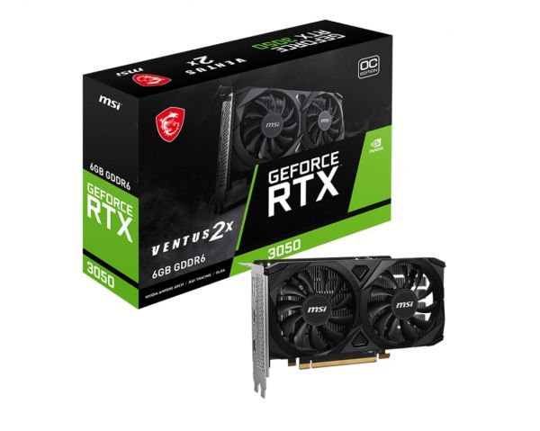 ���������� GeForce RTX 3050, MSI, VENTUS 2X E OC, 6Gb GDDR6, 96-bit, 2xHDMI/DP, 1492/14000 MHz (RTX 3050 VENTUS 2X E 6G OC) - �������� 5