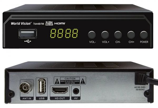 TV-����� ������� ���������� World Vision T644B, Black, H.265, AC3, DolbyDigital, DVB-T2/T/C, FM �����, IPTV, DLNA, Stalker, 7 ������, �������, 2�USB, ������������� ������, ����� ����������� ���������� ��, ���������� ���� �������, CPU-GX6706 - �������� 2