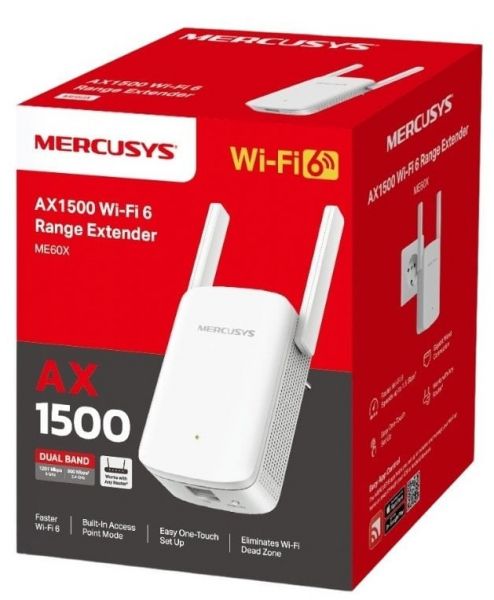 ����� �������-��������� Mercusys ME60X Wi-Fi 6 1500Mb, 2 ������� �������, 1xLAN 10/100/1000Mbit - �������� 3