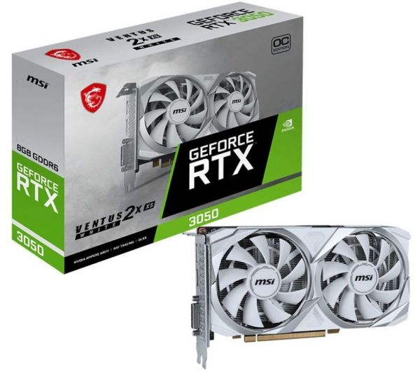 ���������� GeForce RTX 3050, MSI, VENTUS 2X XS OC (White Edition), 8Gb GDDR6, 128-bit, DVI-D/HDMI/DP, 1807/14000 MHz, 6-pin (RTX 3050 VENTUS 2X XS WHITE 8G OC) - �������� 1