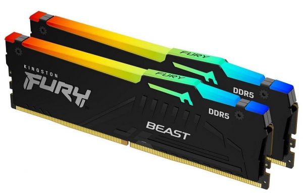  16Gb x 2 (32Gb Kit) DDR5, 6000 MHz, Kingston Fury Beast RGB (EXPO), Black, 36-44-44, 1.35V,   (KF560C36BBE2AK2-32) -  1