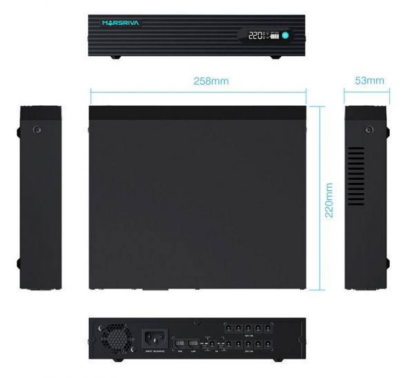 ������� ������������� �������� ��� ������� Marsriva KP7, Black, 24000 mAh (76.8Wh), 10xDC (12V/5.0A), 1xDC (9V/3.0A ��� 12V/3.0A), POE (24V/1A ��� 48V/0.7A), LCD ����� - �������� 3