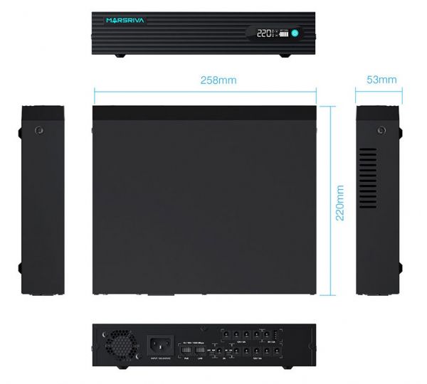 �������� �������������� ������� ��� ������� Marsriva KP7 Pro, Black, 24000 mAh (76.8Wh), 9xDC (12V/5.0A), 1xDC (9V/3.0A ��� 12V/3.0A), 1xDC (5V/2.0A), 1xUSB (5V/2.0A), Gigabit POE (24V/1A ��� 48V/0.7A), LCD ����� - �������� 3