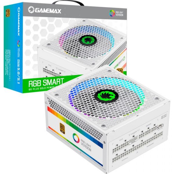 ���� ������� 750 ��, GameMax RGB 750 PRO, White, ���������, 80+ Gold, Active PFC, 14 �� � ARGB ����������, 3xMolex / 8xSATA / 1x16-pin / 2x6+2-pin / 2x4+4-pin / 1x20+4 pin, ������ OVP/UVP/OCP/OLP/OPP/SCP - �������� 8