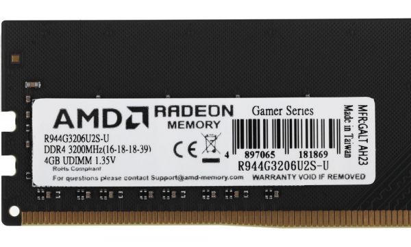  4Gb DDR4, 3200 MHz, AMD R9, CL22, 1.2V (R944G3206U2S-U) -  4