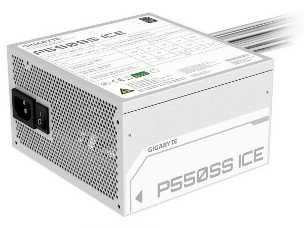 ���� �������� 550 ��, Gigabyte P550SS, White, 80+ Silver, Active PFC, 12 ��, 2xMolex / 5xSATA / 2x6+2-pin / 1x20+4-pin / 1x4+4-pin, ������ OVP/OPP/SCP/UVP/OCP/OTP (GP-P550SS ICE) - �������� 1