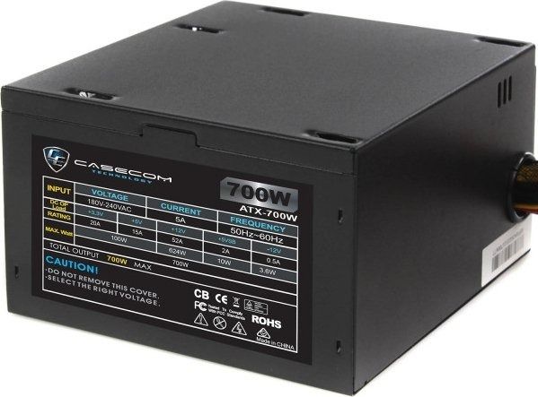 ���� �������� 700 ��, Casecom, Black, 12 ��, 1xMolex / 4xSATA / 1x6+2-pin / 1x4+4-pin / 1x20+4-pin (CM 700 ATX) - �������� 1