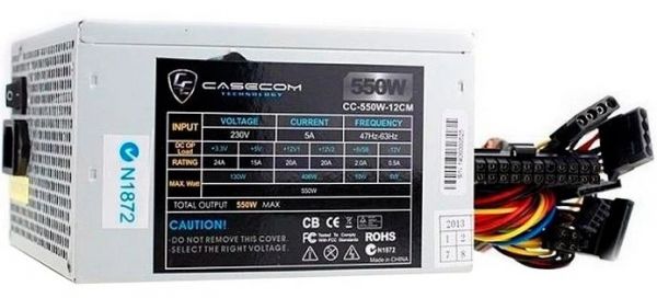 ���� �������� 550 ��, Casecom, Silver, 12 ��, 3xMolex / 6xSATA / 1x4-pin / 1x20+4-pin (CC-550W-12CM) - �������� 1
