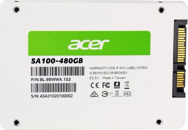 ������������ ����������� SSD 480Gb, Acer SA100, SATA3, 2.5", 3D TLC, 560/500 ��/� (BL.9BWWA.103) - �������� 2