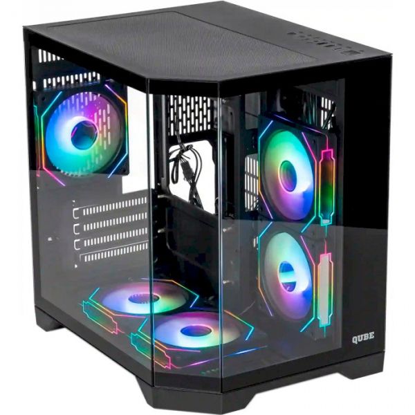 ������ Qube Crystal ARGB, White, Mini Tower, ��� ��, ��� microATX/mini-ITX, 1xUSB 3.2/2xUSB 2.0, ����. CPU - 160 ��/VGA - 320 ��, 5x120 �� RGB, ������� ������ �� ����������� ������ (CRYSTAL_GWNU3) - �������� 2