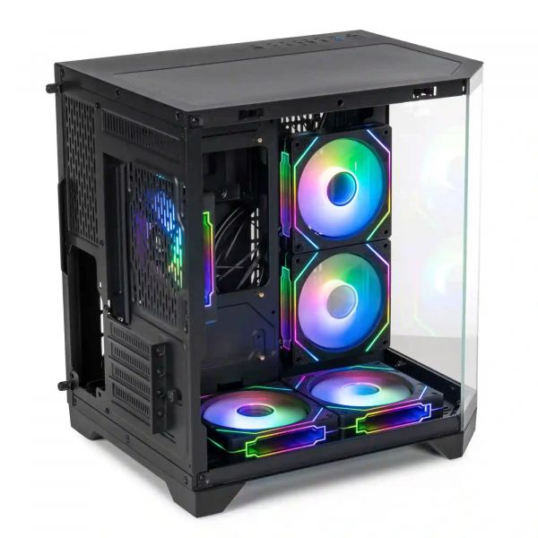 ������ Qube Crystal ARGB, Black, Mini Tower, ��� ��, ��� microATX/mini-ITX, 1xUSB 3.2/2xUSB 2.0, ����. CPU - 160 ��/VGA - 320 ��, 5x120 �� RGB, ������� ������ �� ����������� ������ (CRYSTAL_GBNU3) - �������� 4