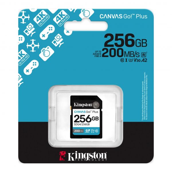 ����� ���'�� ����� ���'�� SDXC, 256Gb, Kingston Canvas Go! Plus, �lass10 UHS-I U3 V30, �� 200/160 ��/� (SDG4/256GB) - �������� 3