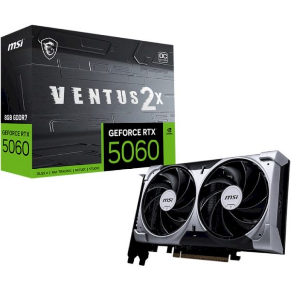 ���������� GeForce RTX 5060, MSI, VENTUS 2X OC, 8Gb GDDR7, 128-bit, HDMI/3xDP, 2535/28000 MHz, 8-pin (G5060-8V2C) - �������� 1