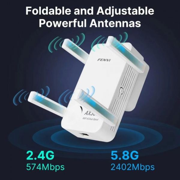 Wi-Fi  Fenvi F-AX3000R, White, WiFi 6, 2.4GHz ( 573 /) / 5GHz ( 2400 /), 1xGLan, 4   -  2