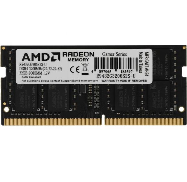 ������ SO-DIMM, DDR4, 32Gb, 3200 MHz, AMD, 1.2V, CL22 (R9432G3206S2S-U) - �������� 1