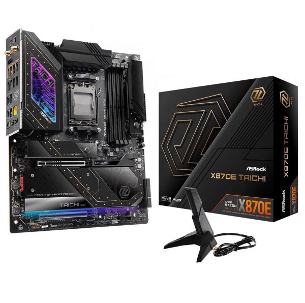 ����������� ����� AM5 ASRock X870E Taichi, X870E, 4xDDR5, Int.Video (CPU), 6xSATA3, 4xM.2, 2xPCI-E 5.0 16x, ALC4082 + SABRE9219, RTL8126, WiFi 7, Bluetooth 5.4, 12xUSB3.2/6xUSB2.0, HDMI/3xType C, CrossFire, EATX - �������� 1